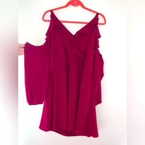 Redish Pink Cold Shoulder Dress